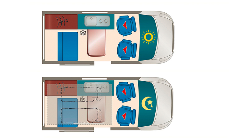 Karmann Campingbusse Wohnmobile Düsseldorf Autohaus Süper Danny 490 Grundriss